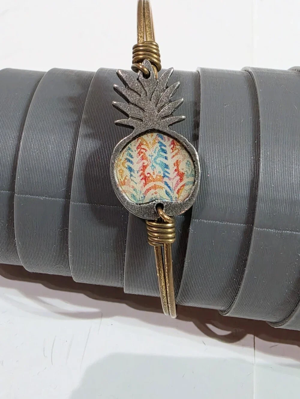 Luca + Danni Pineapple Bangle Bracelet, Wire Wrapped Gold Tone Tropical Charm
